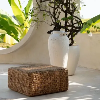 Ottomans - The Hyacinth Pouffe Square - Natural - M - BAZAR BIZAR LIVING