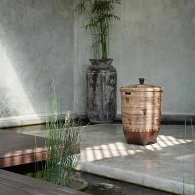 Laundry baskets - The Colonial Laundry Basket - Natural Brown - XL - BAZAR BIZAR LIVING