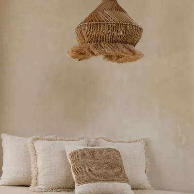 Cushions - The Raffia Stamp Cushion Cover - Natural - BAZAR BIZAR LIVING