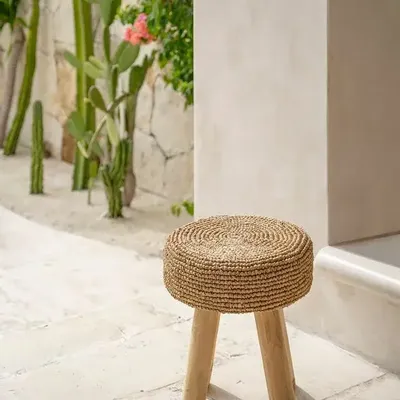 Stools - The Raffia Stool - Natural - BAZAR BIZAR LIVING