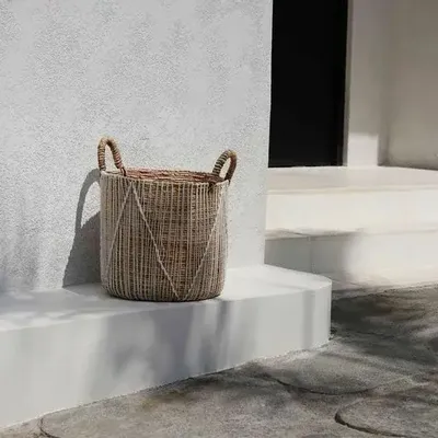 Storage boxes - The Straight Stitched Macrame Basket - Natural White - M - BAZAR BIZAR LIVING