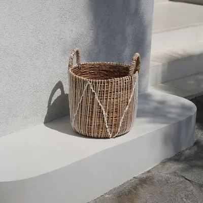 Boîtes de rangement  - Le Panier Macramé Stitches Droits - Naturel Blanc - L - BAZAR BIZAR LIVING