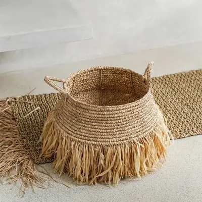 Storage boxes - The Raffia Deluxe Baskets - Natural - L - BAZAR BIZAR LIVING