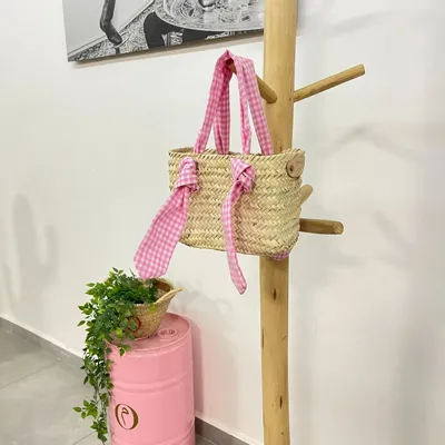Cadeaux - ✨ Corbeille Rectangulaire avec Anses en Tissu Vichy Rose ✨ - ORIGINAL MARRAKECH
