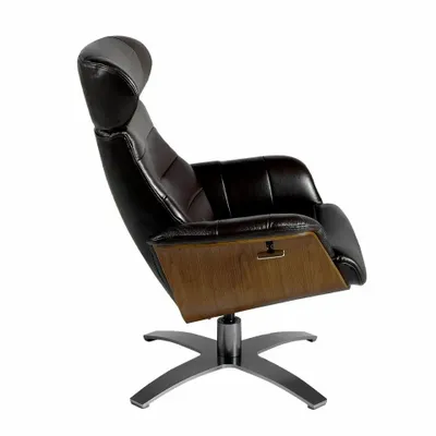 Armchairs - Brown cowhide leather upholstered swivel armchair - ANGEL CERDÁ