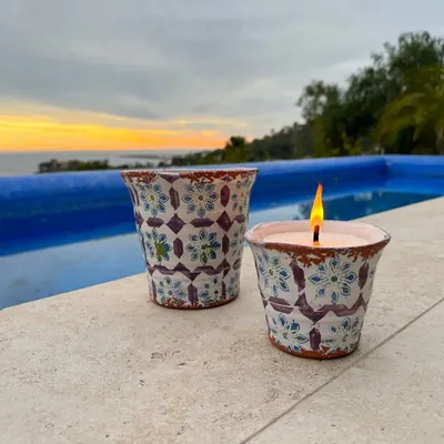 Bougies - Bougie Ciutadella en céramique CITRONELA taille L - WAX DESIGN - BARCELONA