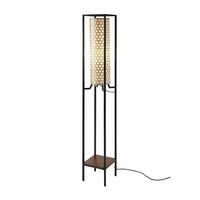 Lampadaires - Lampadaire JAVA en métal, bois, coton naturel noir - CFOC