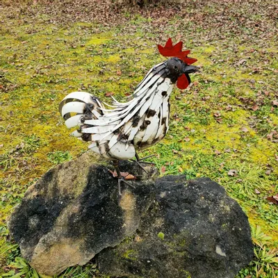 Outdoor decorative accessories - Recycled Metal Rooster Sculpture 45cm - TERRE SAUVAGE