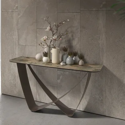 Consoles - Table console rectangulaire en marbre porcelaine et acier métallique t - ANGEL CERDÁ