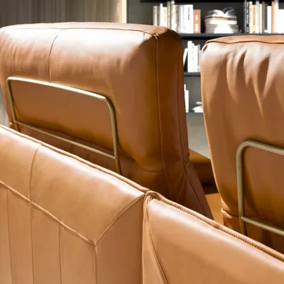 Sofas - Right chaise longue sofa in brown terracotta leather - ANGEL CERDÁ