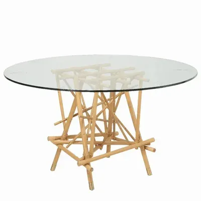 Dining Tables - MIKADO round rattan table 135 cm diameter - KOK MAISON