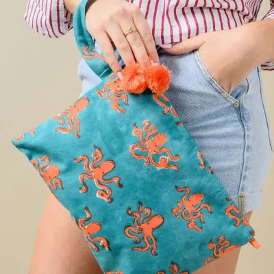 Sacs et cabas - Blue Octopus Wristlet Bag - KORES ACCESSORIES