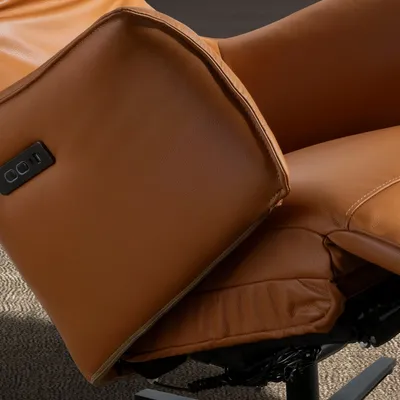 Lounge chairs - Brown leather swivel armchair - ANGEL CERDÁ