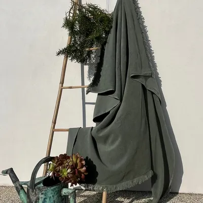 Serviettes de bain - Drap de plage Biface Premium coton Bio - Sauge - ATELIER DUNE