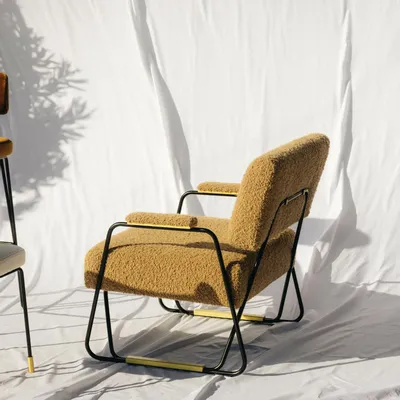 Lounge chairs for hospitalities & contracts - Apollo Armchair in Iron Lacquered and Boucle Fabric - DUISTT