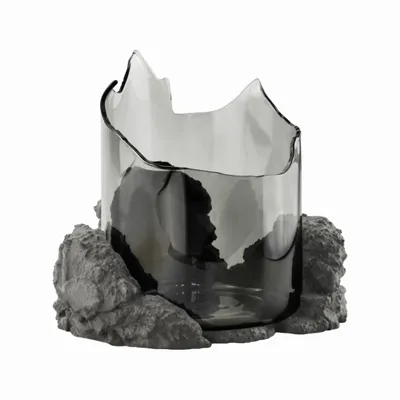 Decorative objects - CATHARSIS, Sculptural Centerpiece Bowl in glass and stone, Ash Black - COKI
