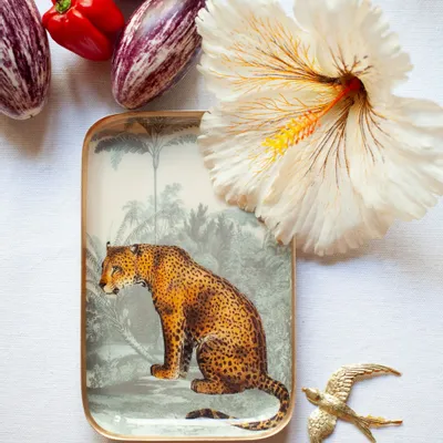 Trays - leopard enamelled tray - PARADISIO IMAGINARIUM