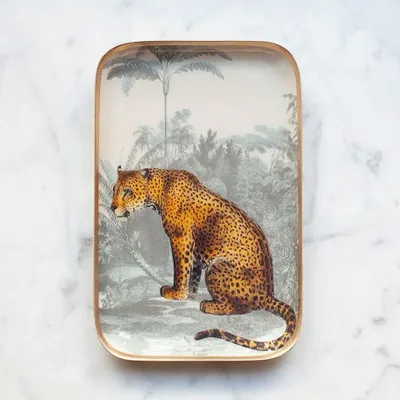 Trays - leopard enamelled tray - PARADISIO IMAGINARIUM