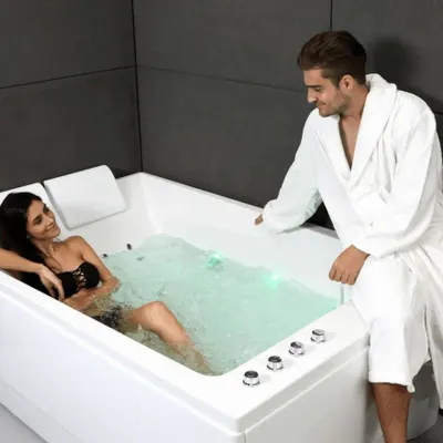 Bathtubs - Whirlpool Bathtub for 2 People KENSHO DUO Wave L. 180 x W. 120 x H. 68 - SPALINA