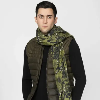 Scarves - GENZO olive wool blend scarf - MONSIEUR CHARLI