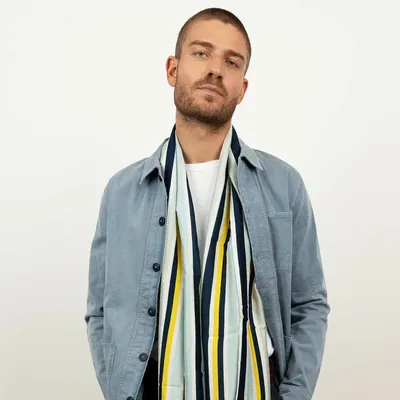 Foulards et écharpes - Foulard en viscose imprimé AUGUSTE bleu - MONSIEUR CHARLI