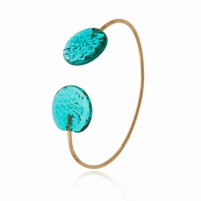 Bijoux - Bracelet en verre Murano gravé à chau Medallas artisan 22k gold plated - CHAMA NAVARRO