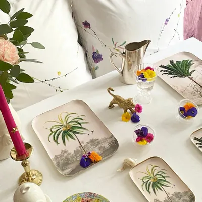 Trays - Enamelled coconut tray - PARADISIO IMAGINARIUM