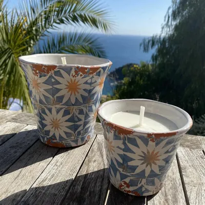 Bougies - Bougie Kasbah en céramique CITRONELA taille M - WAX DESIGN - BARCELONA