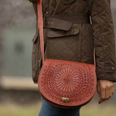 Bags and totes - Ladies' Embossed Leather Saddle Bag - BERBER LEATHER