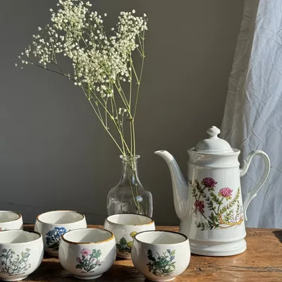 Tea and coffee accessories - Teapot with stylized pink flower patterns brand Made in Korea H23 - OFFICE OBJETS