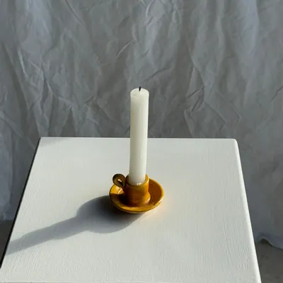 Bougeoirs et photophores  - Mini bougeoir jaune Poterie Massucco Aubagne - OFFICE OBJETS