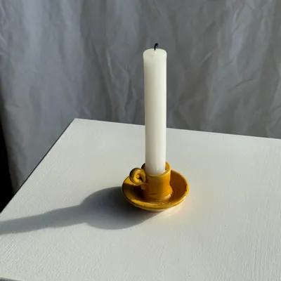 Candlesticks and candle holders - Mini yellow candle holder Pottery Massucco Aubagne - OFFICE OBJETS