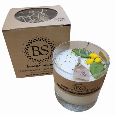 Candles - Large Glass Candles With Lemon, box of 6, Lemon Grass - BEAUTY SCENTS CANDLES