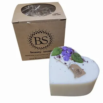 Candles - Large Heart Candles With  Lilac, box of 6, Lilac - BEAUTY SCENTS CANDLES