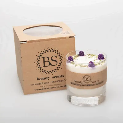 Candles - Large Candles with Blackberry in glass container, box of 6, Muscat Grape - BEAUTY SCENTS CANDLES