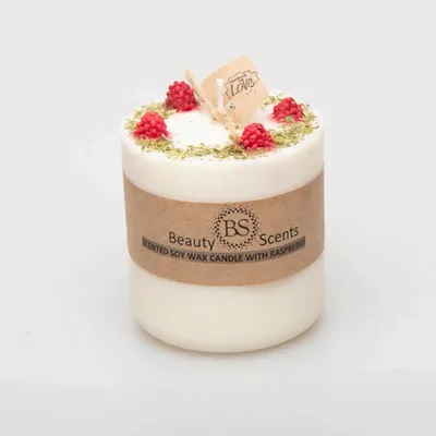 Candles - Medium Candles with Raspberry, box of 6, Raspberry - BEAUTY SCENTS CANDLES
