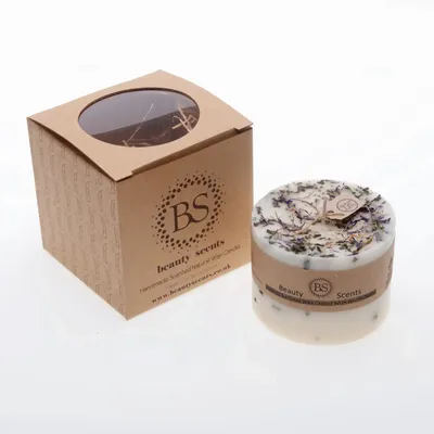 Candles - Large Scented Soy Candle With Wild Flowers box of 6, Lavender - BEAUTY SCENTS CANDLES