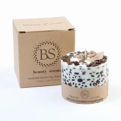 Bougies - Grande bougie parfumée au soja et aux grains de café, boîte de 6, cerise et café - BEAUTY SCENTS CANDLES