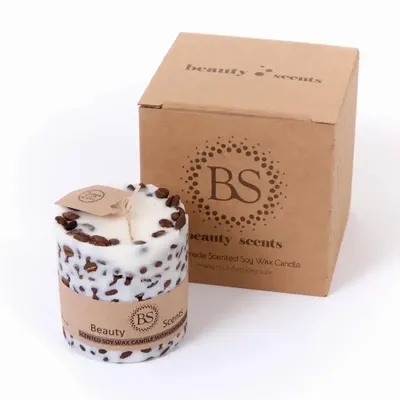 Bougies - Bougie parfumée moyenne au soja avec grains de café, boîte de 6, chocolat et menthe - BEAUTY SCENTS CANDLES