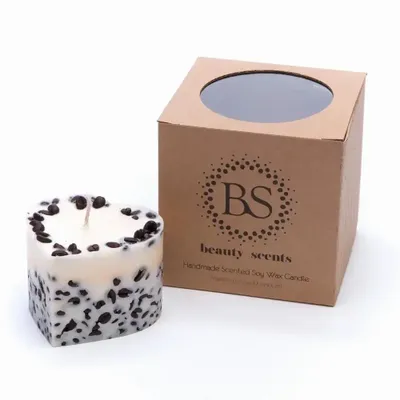 Candles - Small Heart Scented Soy Wax  Candle With Coffee Beans box of 6, Vanilla & Coffee - BEAUTY SCENTS CANDLES
