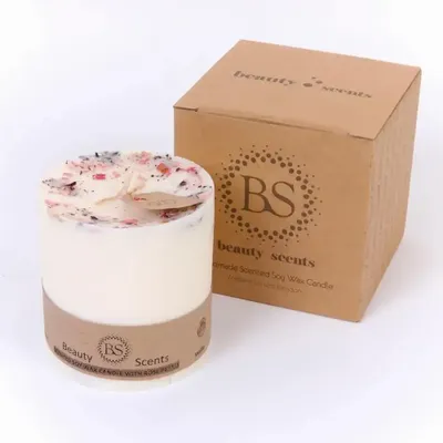 Bougies - Grande bougie parfumée en cire de soja aux pétales de rose, boîte de 6, Pivoine - BEAUTY SCENTS CANDLES