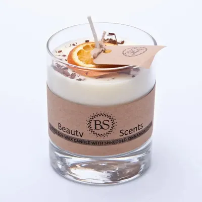 Bougies - Petite bougie parfumée à la cire de soja avec cannelle râpée dans un récipient en verre, boîte de 6, orange et cannelle - BEAUTY SCENTS CANDLES