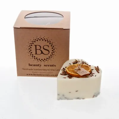 Bougies - Petite bougie parfumée en forme de cœur en cire de soja avec cannelle râpée, boîte de 6, citron vert et cannelle - BEAUTY SCENTS CANDLES