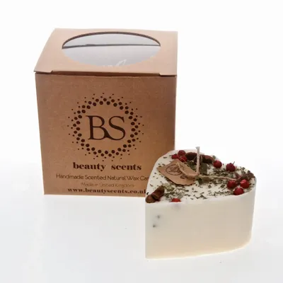 Candles - Small Heart Shape Scented Candles With Star Anise & Red Berries box of 6, Sandlawood - BEAUTY SCENTS CANDLES