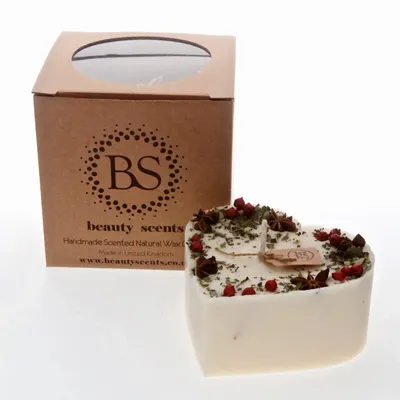 Candles - Large Heart Shape Scented Candles With Star Anise & Red Berries box of 6, Sandalwood - BEAUTY SCENTS CANDLES
