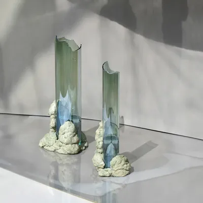 Vases - CATHARSIS, Sculptural Statement Vase for flowers in glass and stone - COKI