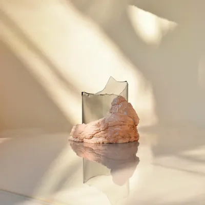 Vases - CATHARSIS, Bol sculptural en verre et pierre, Dusty Coral - COKI