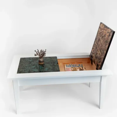 Objets personnalisables - Table "coffre" abattants - VITRAIL