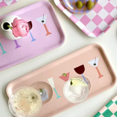 Platter and bowls - Peach COCKTAILS Serving Tray - 32x15 cm - BLU KAT