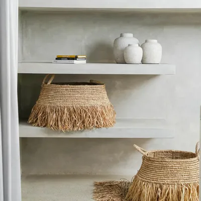 Laundry baskets - The Raffia Deluxe Baskets - Natural - Medium - BAZAR BIZAR LIVING